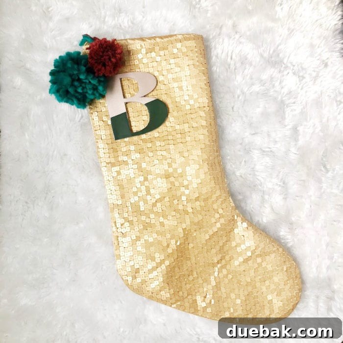 Christmas Stocking Accessories - personalized leather monogram charms made with Cricut Maker.
