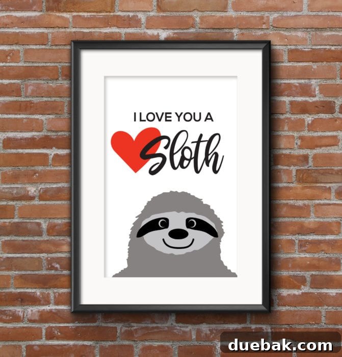 Adorable 'I Love You A Sloth' SVG for Valentine's Day cards and gifts