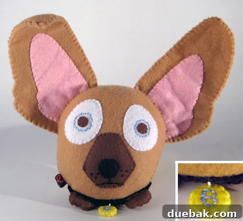 Our Fur Baby 3 Custom felt Zoonie of Burger the chihuahua, a unique pet-themed nursery decor item