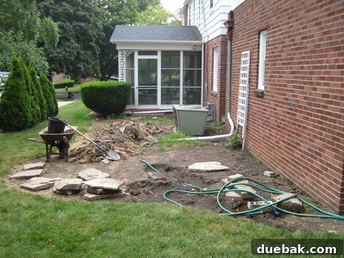 Build Your Backyard Paver Oasis 2 Overgrown backyard area with weeds before paver patio installation