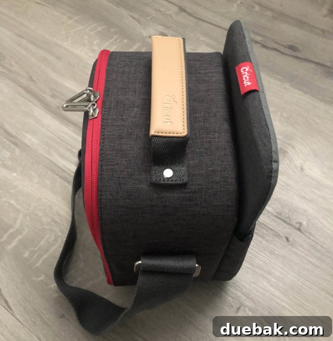 EasyPress machine secured inside the tote with a durable Velcro strap