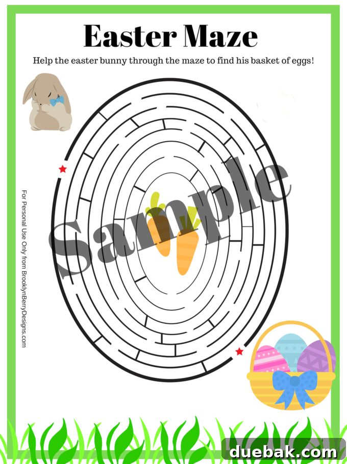 Free printable activity pages - Get this free printable easter maze at BrooklynBerryDesigns.com