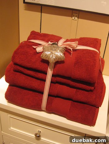 Towels Bound with a Gleaming Ornament from Pottery Barn