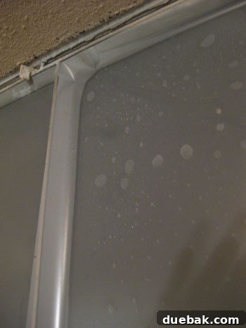 Frosted film applied to window, showing bubbles