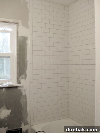 Stolen Conversations 5 Subway tile extended to ceiling
