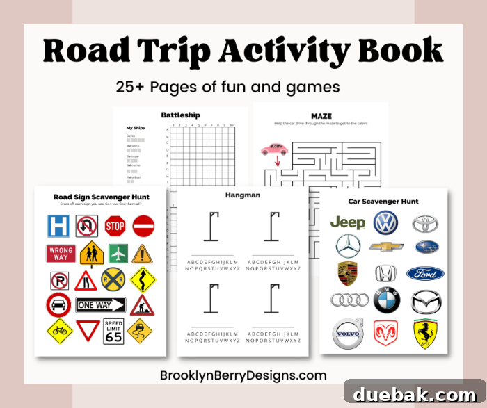 printable road trip activity book