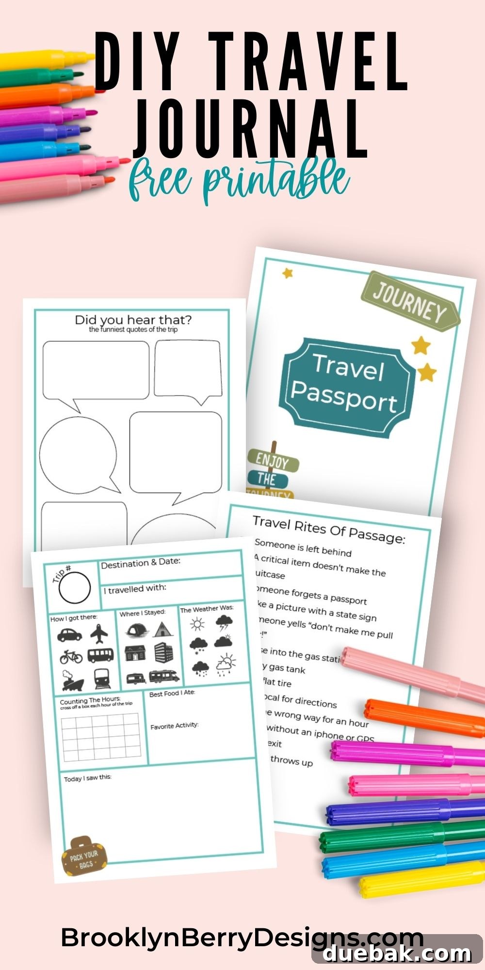 road trip journal printable pages