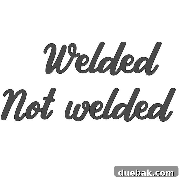 Essential Cricut Access Fonts for Every Crafter 4 Visual comparison of text that is welded versus not welded, highlighting the importance of welding for clean, connected script cuts.