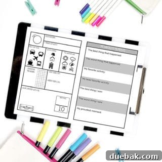 Printable travel journal template for kids with fun illustrations