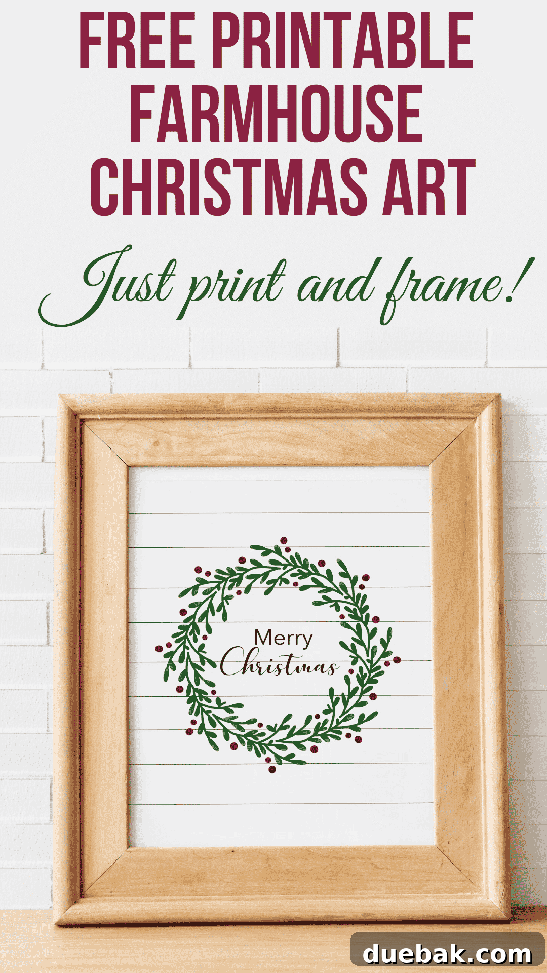 Preview of the free printable farmhouse Christmas wreath art