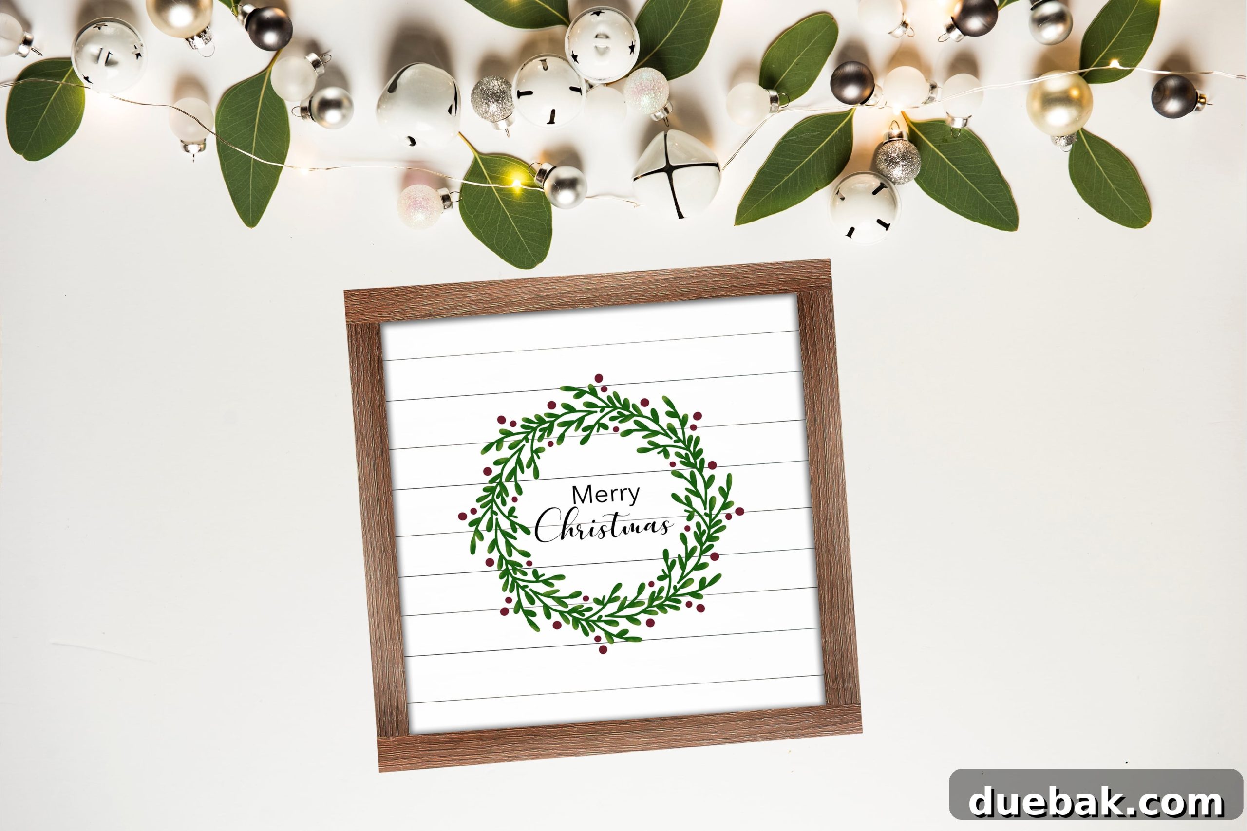 Another perspective of the rustic farmhouse Christmas wreath printable art