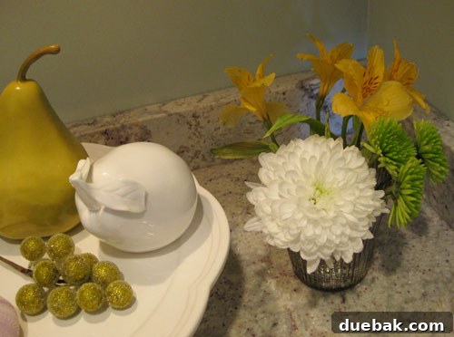 Close-up of a whimsical faux fruit arrangement, perfect for brightening a kitchen space
