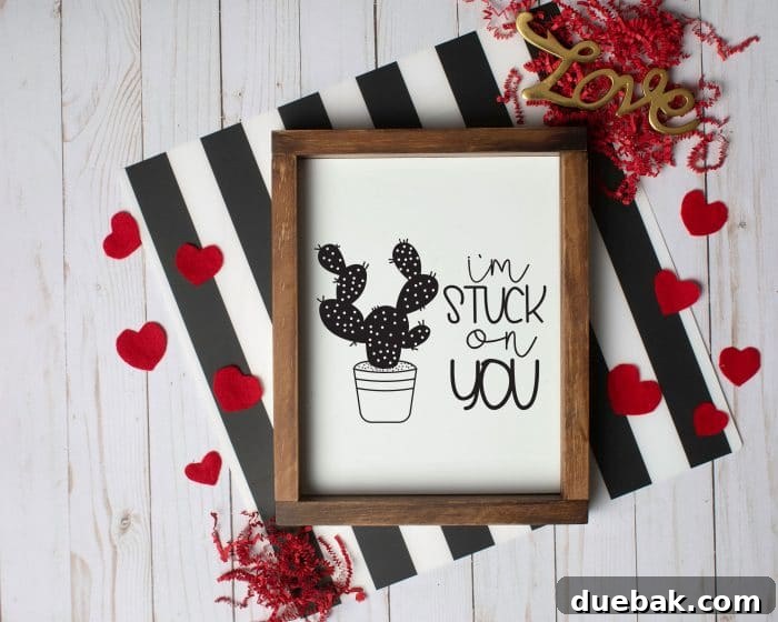 Free Valentine Stuck On You Craft File 2 Cute 'Stuck On You' cactus SVG design for Valentine's Day crafts