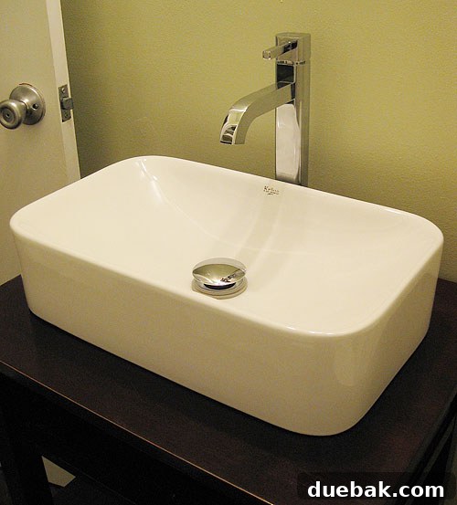 Fully installed vessel sink on DIY vanity