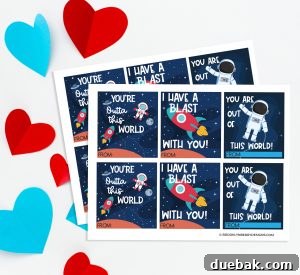 A selection of printable Valentine cards, including 'I'm Stuck On You' with a cactus graphic and other bright designs.