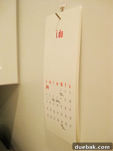 July Calendar Page with Wedding Vows