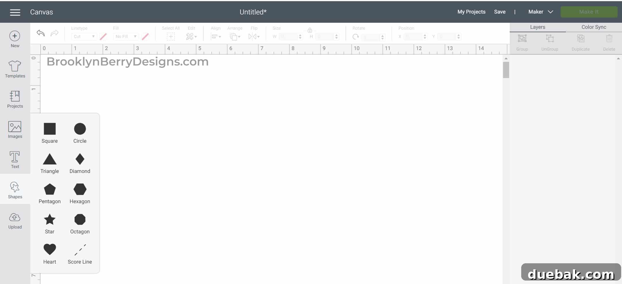 Cricut Design Space Jumpstart for New Makers 14 Cricut Design Space Shapes tool for adding basic geometric shapes.