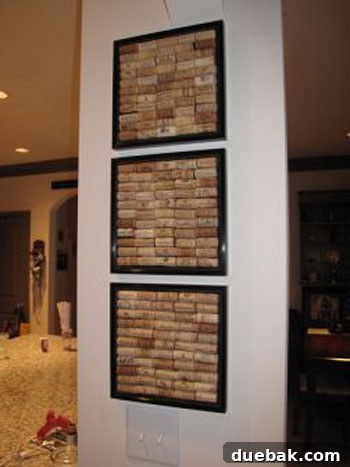 Wine Cork Memo Masterpiece 5 One of Emily's beautifully finished wine cork bulletin boards, showcasing the elegant grid pattern.