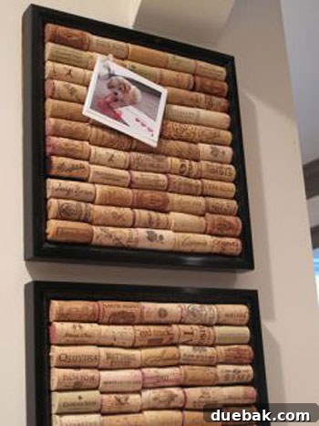 Wine Cork Memo Masterpiece 6 Another view of Emily's finished wine cork bulletin board, highlighting the natural texture and sustainable craftsmanship.