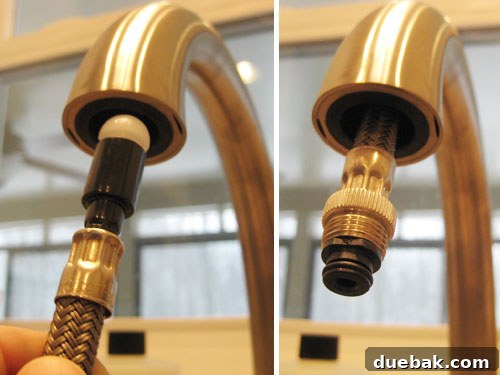Feeding extension hose through faucet