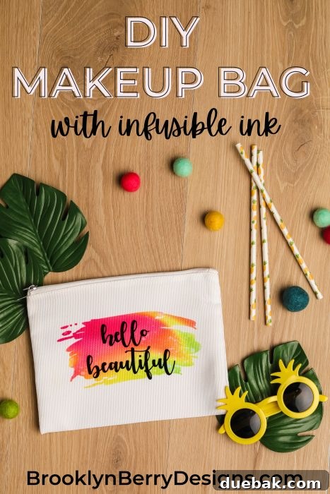 Craft a Custom Infusible Ink Makeup Bag 10 Final press for the layered design, avoiding the zipper