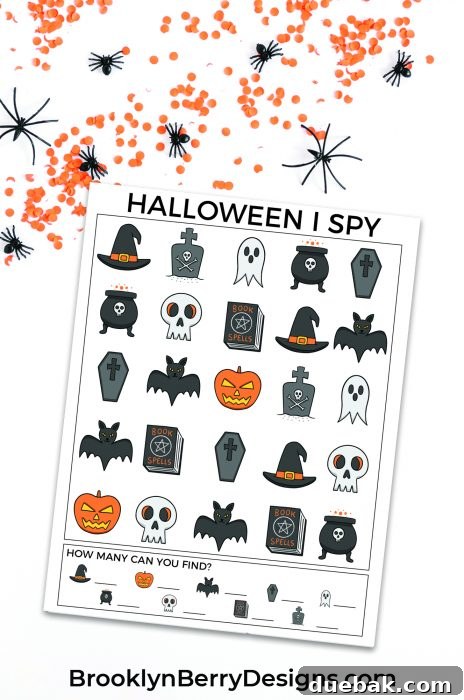 Spooktacular Free Halloween I Spy Printable 2 A free Halloween I-Spy printable activity for young children to count spooky items.