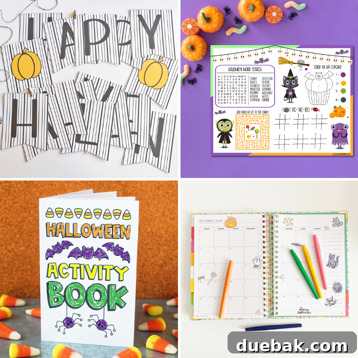 Spooktacular Free Halloween I Spy Printable 5 Halloween printable banner, activity placemat, and activity book.