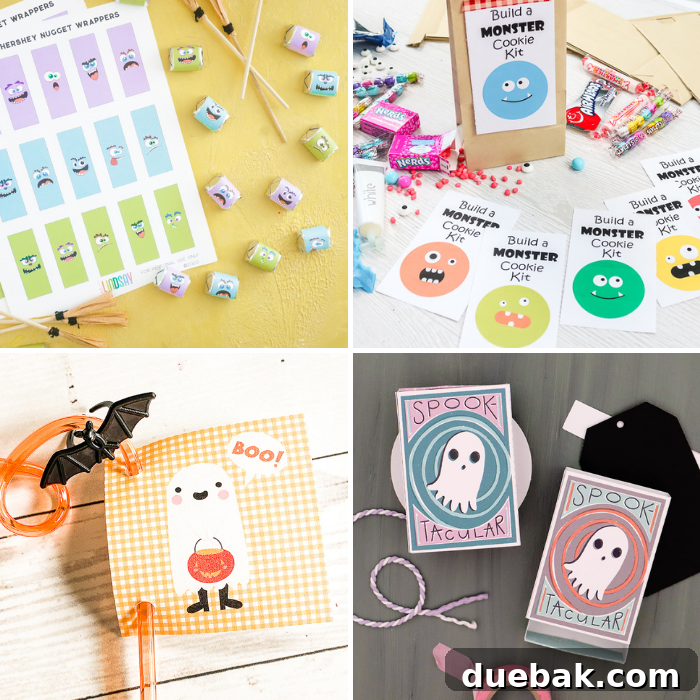 Spooktacular Free Halloween I Spy Printable 6 Creative Halloween printables including candy wrappers and treat boxes.
