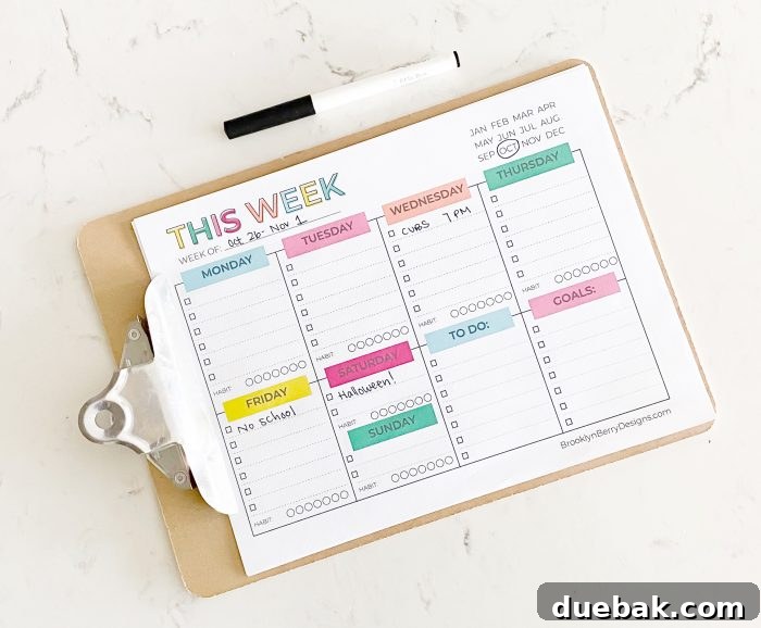 Looking for a undated weekly planner page? Check out this free printable weekly planner.
