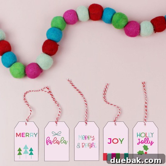 Printable Christmas gift tags with festive designs