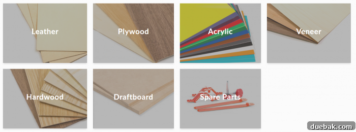 Types of materials that can be cut on a Glowforge, including Proofgrade wood, acrylic, and leather samples, emphasizing the ease of use with QR codes.