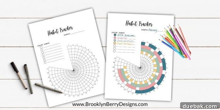 A person marking a square on a printed habit tracker with a pen, surrounded by notes and stationery. Perfect for goal setting and productivity.