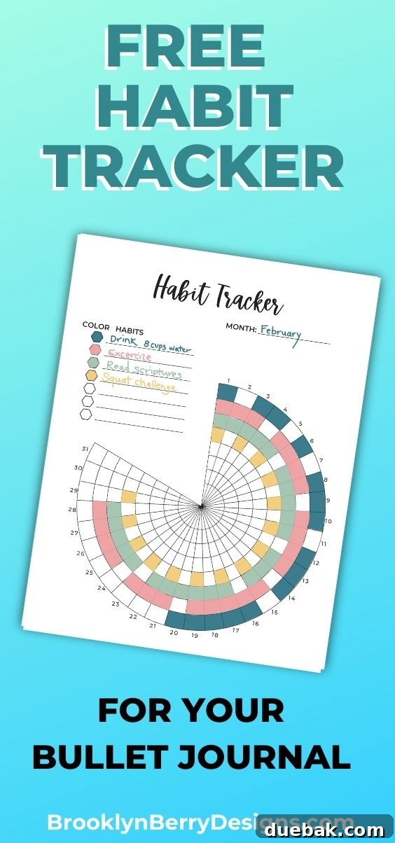 A close-up view of a hand coloring a square on a bullet journal habit tracker page, showing several tracked habits for a month. Illustrates the visual progress of habit tracking.