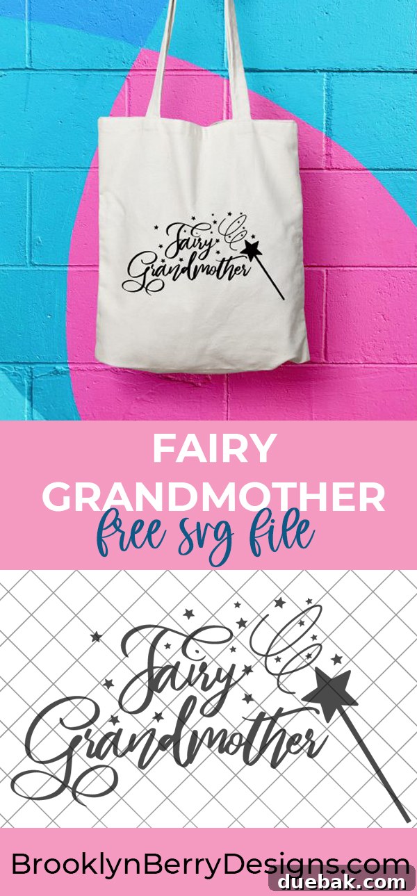 Enchanted Grandma SVG Design 2 Whimsical Fairy Grandmother SVG design for crafting personalized gifts