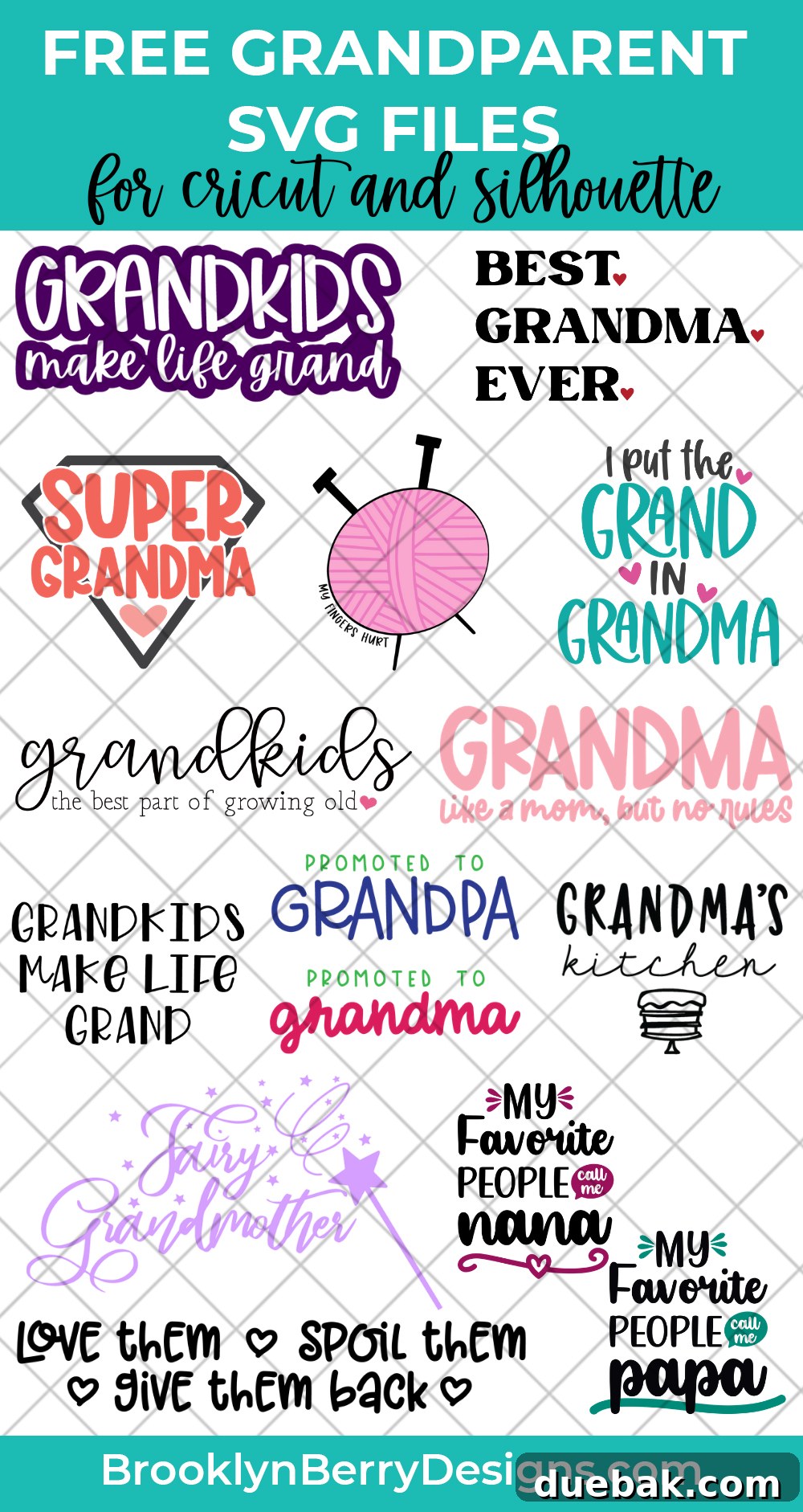 Enchanted Grandma SVG Design 8 Collage of various grandparent themed SVG designs
