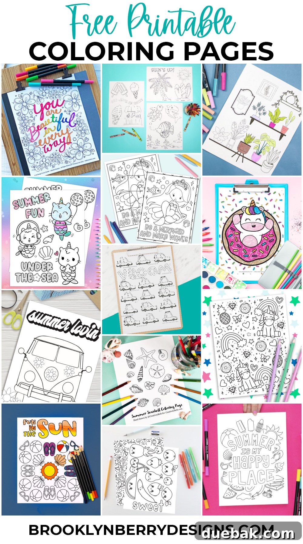 A collection of various car coloring pages laid out on a table, ready for printing.