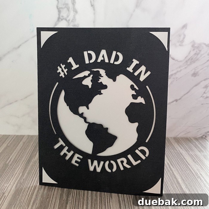 Fast Homemade Fathers Day Card 2 Finished 'Greatest Dad In The World' Father's Day card made with Cricut Joy