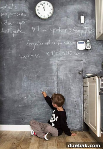 Sydney Architectural Marvel: A Home Unveiled 3 Chic chalkboard wall in a modern kitchen, used for notes and art