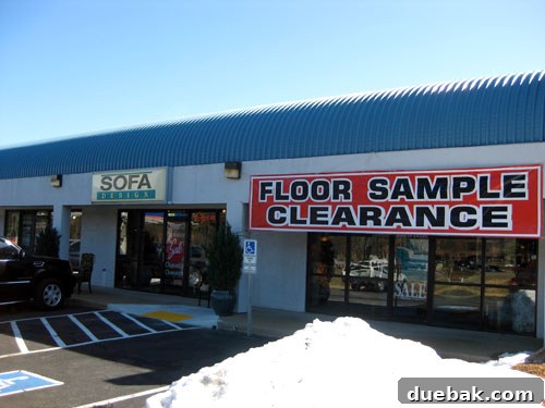 Floor Clearance Sample sign at Sofa Design.