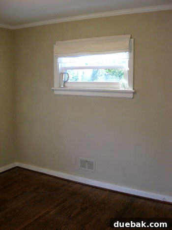 Bare guest room, ready for renovation.