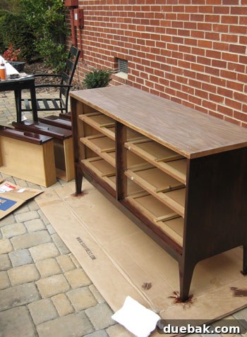 Stained Dresser Base Ready for Painting