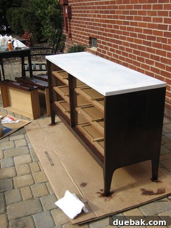 Applying Oil-Based Primer to Dresser Top