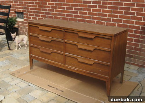 Vintage Dresser on Patio Before Refinishing