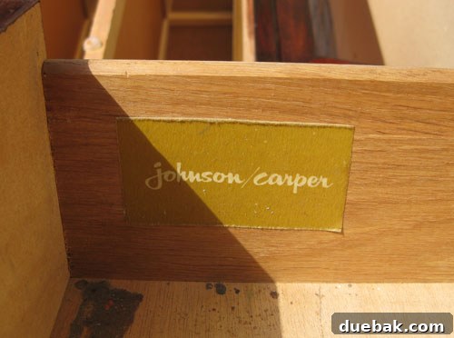Mid-Century Johnson Carper Dresser Label