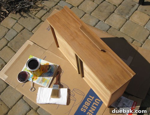 Applying Wood Stain to Dresser Drawer
