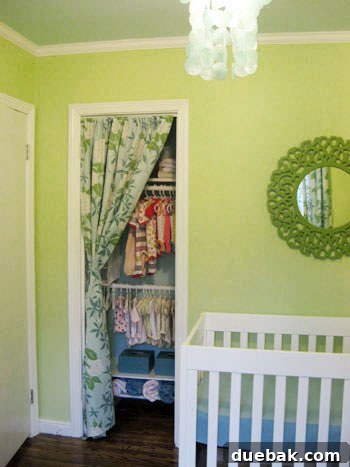 Organized nursery closet with new storage solutions