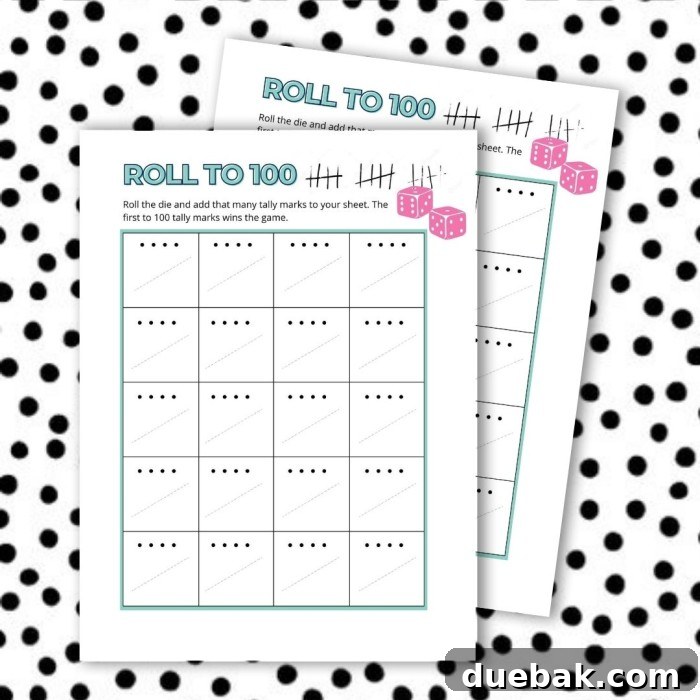 Looking for 100 days of school ideas for kindergarten? Check out this free printable math game - roll and tally to 100.