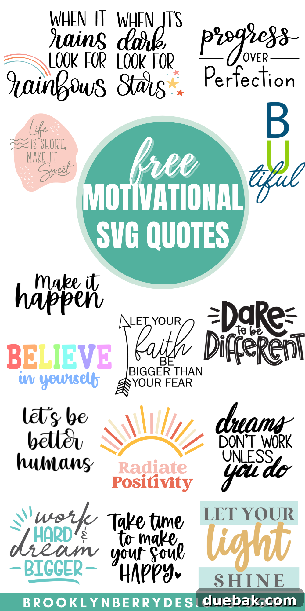 Positive Vibes SVG 6 A second comprehensive collage featuring a diverse range of Motivational SVG files, each with unique designs and uplifting messages, perfect for inspiring crafters.
