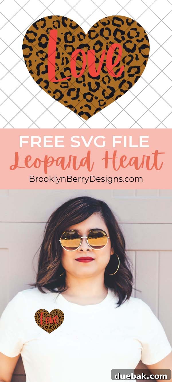 Safari Heart SVG for Valentines Day 2 Leopard Print Heart SVG on a t-shirt