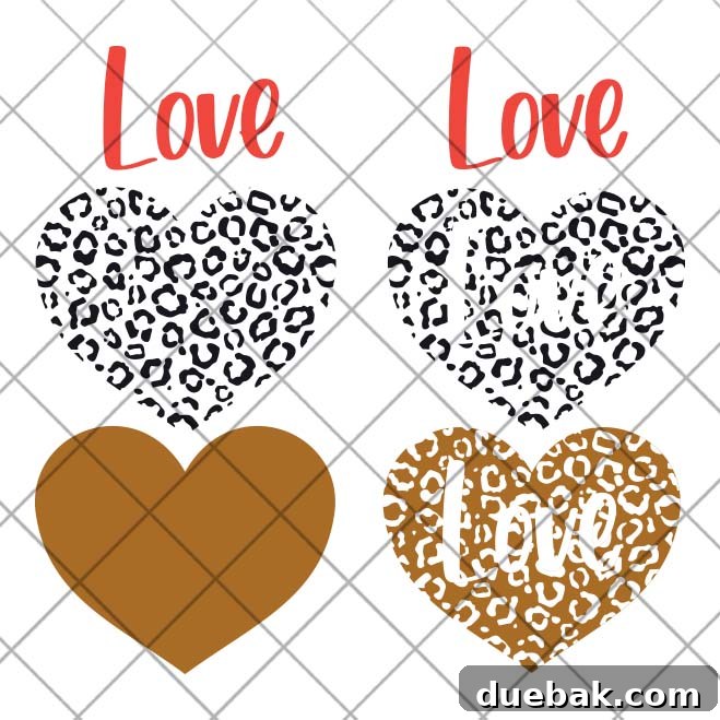 Safari Heart SVG for Valentines Day 3 Two variations of the Leopard Print Heart SVG file